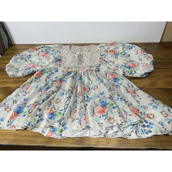 Ivy Jane Tunic Top Womens Floral Babydoll Peasant Boho Blouse - Picture 1 of 12